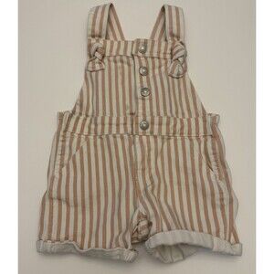 7 For All Mankind Overalls Baby 24M Rose Pink White Stripe Denim Shortalls